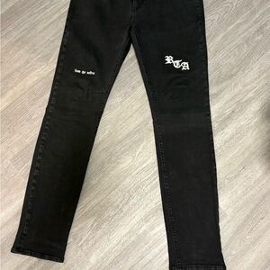 RtA Black Jeans with White Gothic Logos